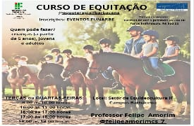 CURSO DE EQUITAÇÃO PROFESSOR FELIPE AMORIM TERÇA-FEIRA 9:00 ÀS 10:00 HORAS